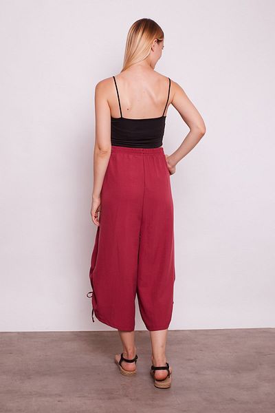 Jument High Waist and Drawstring Viscose Poplin Trousers - Cherry