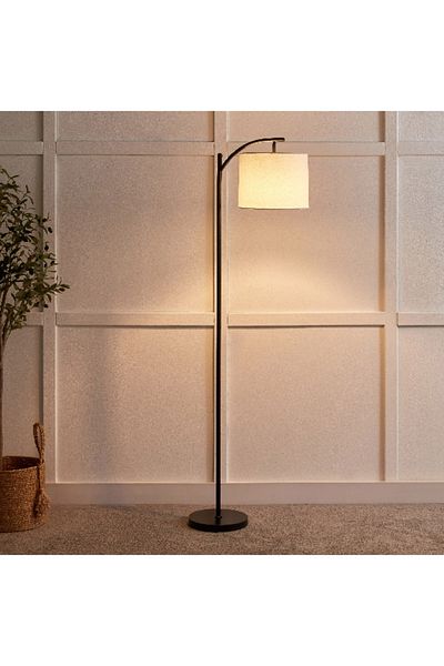 Home Box مصباح أرضي معدني أوميجا مع غطاء من الكتان - 25 × 155 سم