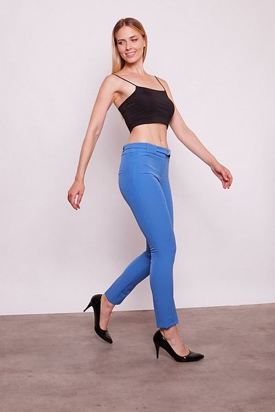 Jument Curea groasă D Cataramă Lycra Lungimea gleznei Pantaloni din stofă-albastru