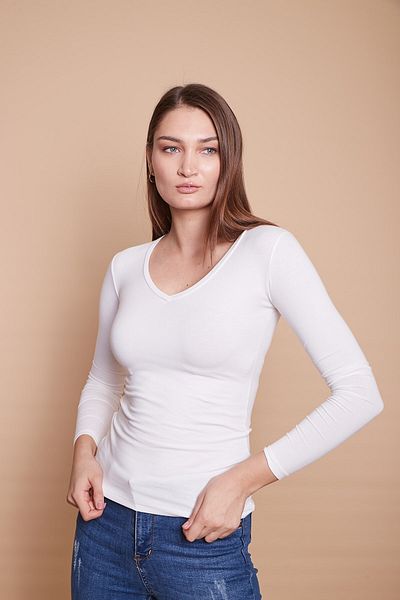 Jument Decolteu în V Mâneci lungi Bumbac Lycra Cremă de corp