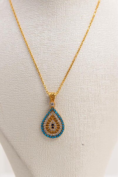 latif kuyumcu 22 Ayar Altın Kolye Dorika Nazarlık Damla Kolye LKKLY1133