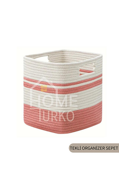 HomeTurko Slatka četvrtasta korpa od pruća i jute - Jedna Ručno tkano, dodata...