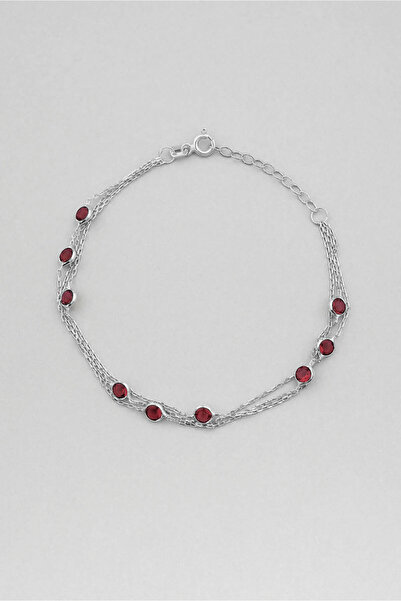 So CHIC... Üç Sıra Zirkon Taşlı 18 Ayar Beyaz Altın Kaplama 19 Cm Gümüş Bileklik