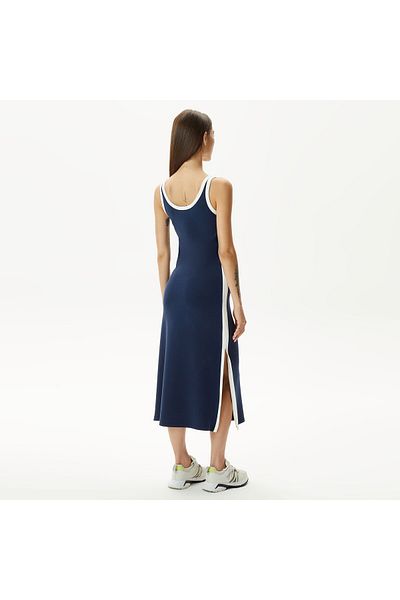 Lacoste فستان نسائي بقصة مستقيمة باللون الأزرق الداكن
