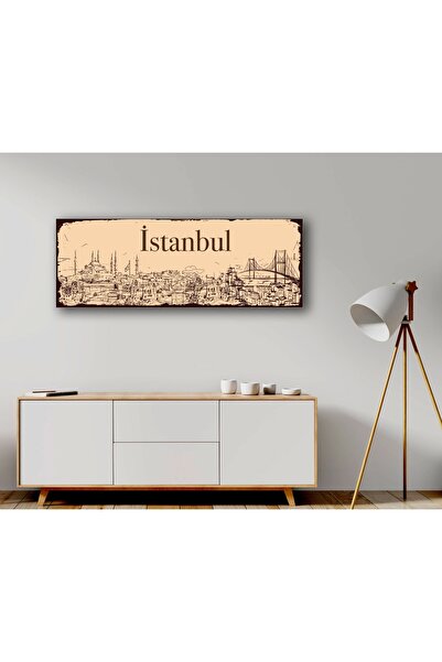 bestablo İstanbul Yazılı Panaromik Manzara Kanvas Tablo, Ev Dekoru,