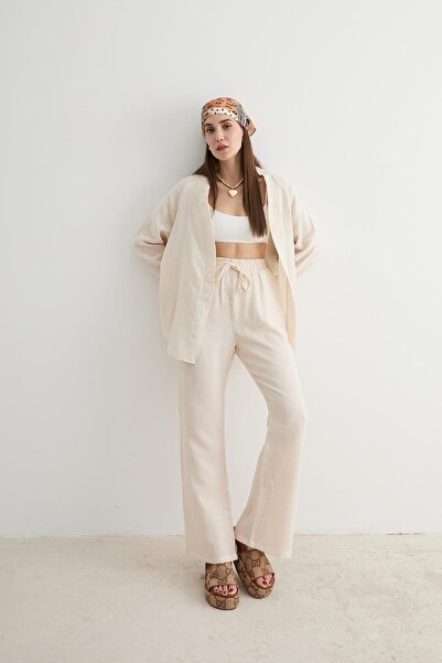 LEVURE Kadın Müslin Gömlek TAŞ