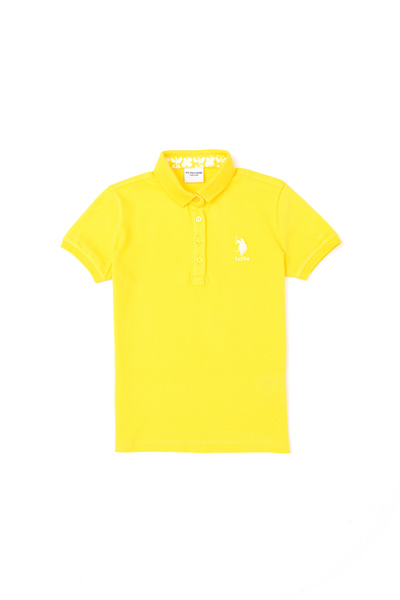 U.S. Polo Assn. Kız Çocuk Sarı Polo Yaka Basic Tişört 50283286-VR044
