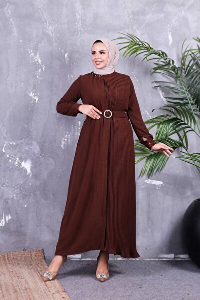 SHİROSA Γυναικείο Φόρεμα Αερομπιν Υφασμάτινο Τζιλάμπα με Πλισέ