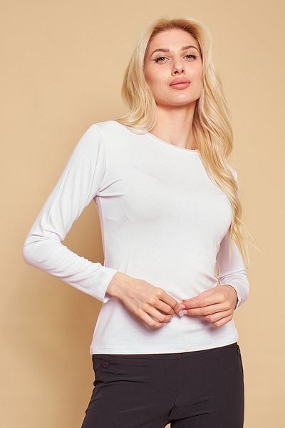 Jument Crew Neck Long Sleeve Lycra Stylish Fabric Blouse Body-white