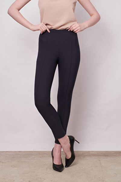 Jument Power Strech Likralı Dar Kesim Yüksek Bel Beli Lastikli Bilek Boy Pantolon-Lacivert