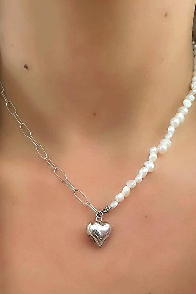 OSESHOP Barok incili ataç zincir detaylı 925ayar gümüş İtalyan tasarımı Bombe...