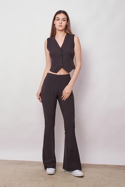 Jument Pantaloni cu jambiere spaniole din Lycra cu dungi negre cu talie înaltă