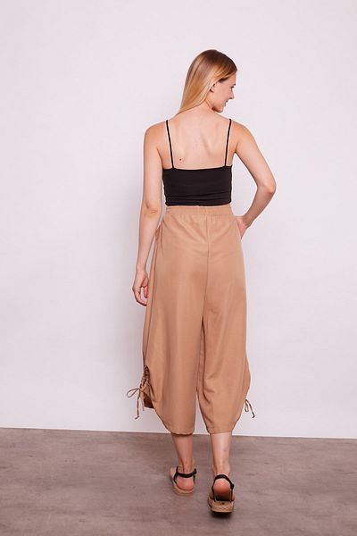 Jument High Waist and Drawstring Viscose Poplin Trousers - Camel