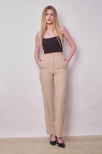 Jument Women's High Waist Side Pocket Pipe Leg Stylish Non-Wrinkle Light Lycra Fabric Classic Trousers (Jacket Jument 3