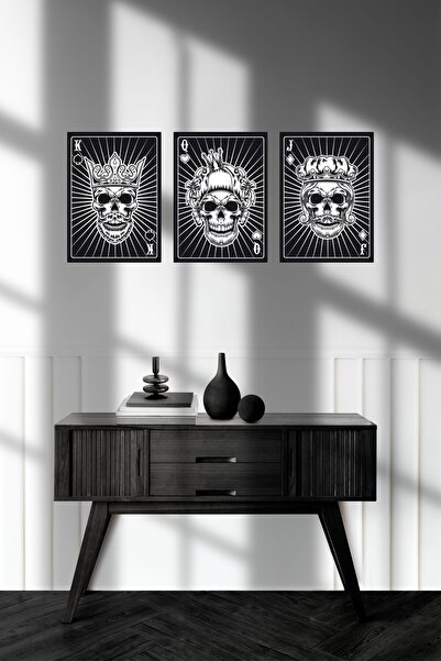 Minik Dükkan Σετ 3 ρετρό vintage ξύλινων αφισών με κρανία