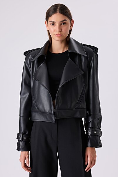 candybia Jachetă de piele echivalentă căptușită pentru femei