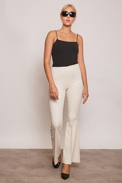 Jument Ψηλόμεσο ύφασμα Lycra - Flared Legging Pants-stone