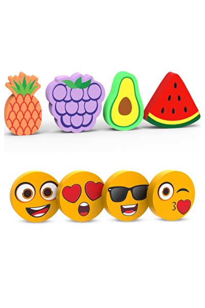 Bidigago Set of 8 Fruit Erasers and Smiley Erasers