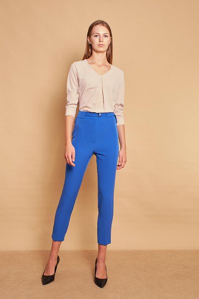 Jument Curea groasă Cataramă D Lycra Lungime la gleznă Pantaloni din material textil-sax