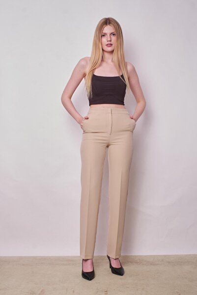 Jument Women's High Waist Side Pocket Pipe Leg Stylish Non-Wrinkle Light Lycra Fabric Classic Trousers (Jacket Jument 3