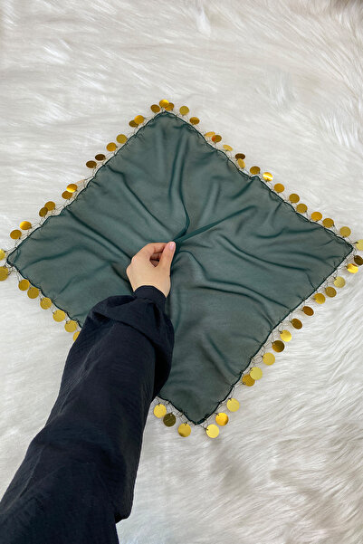 ZEYMERADE منديل شيفون هالاي كبير الحجم، 50 × 50 سم ذهبي أخضر 5 قطع، العروس وا...