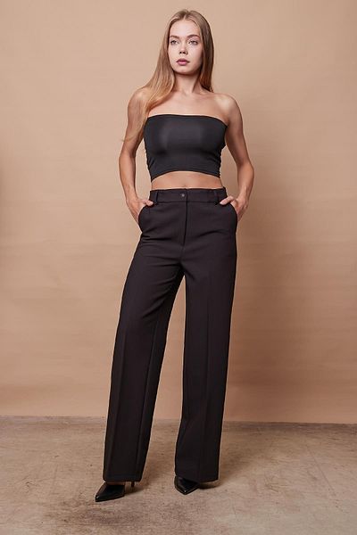 Jument High Waist Side Pocket Wide Leg Palazzo Trousers - black