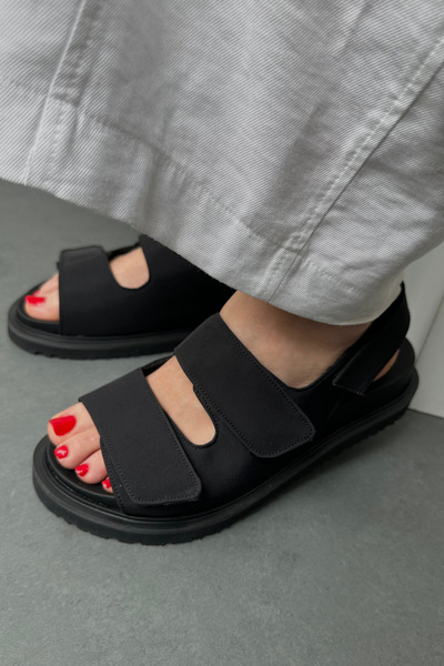 Mupa Shoes Black Satin Women's Sandals