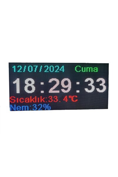 SANEC Renkli Dijital Led Saat, Tarih, Derece ve Nem (Kasa Ölçüsü: 48x96 cm)