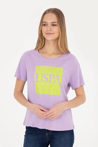 U.S. Polo Assn. Tricou liliac pentru femei - decolteu crew,50282904-VR034