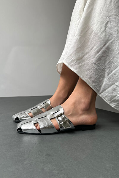 Mupa Shoes Women's Slipper SILVER Patent Leather