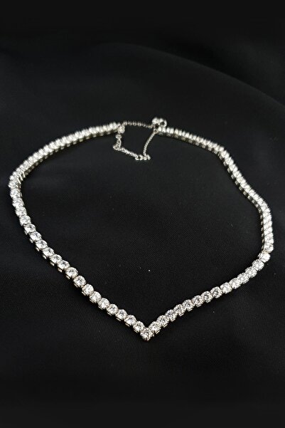 OSESHOP Sky Diamond Taşlı 925ayar Gümüş Su Yolu Gerdanlık