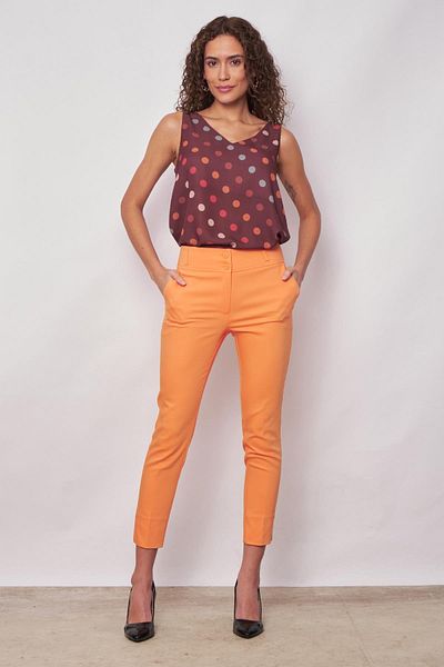 Jument Buzunar cu talie înaltă Lungime la gleznă, țesătură lycra ușoară, pantaloni eleganti de birou-mango