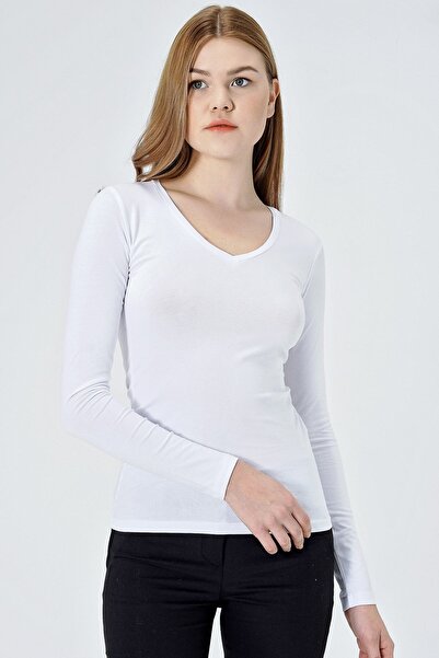 Jument Bluză cu mânecă lungă cu decolteu în V
