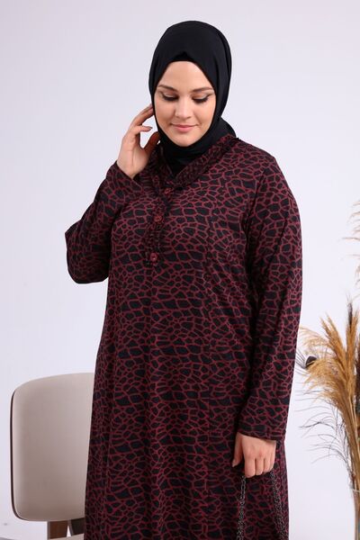 Ferace Women's Casual Large Size Hijab Leopard Long Mother Dress