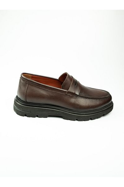 Nobel 4042 Мъжки кафяви кожени обувки Loafers