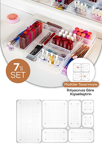 Evlinya 7 Συρτάρια μέσα - Οργανωτής κοσμημάτων μακιγιάζ μπάνιου μέσα στο ντουλάπι