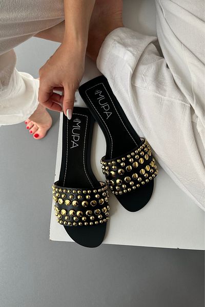 Mupa Shoes Μαύρες γυναικείες παντόφλες