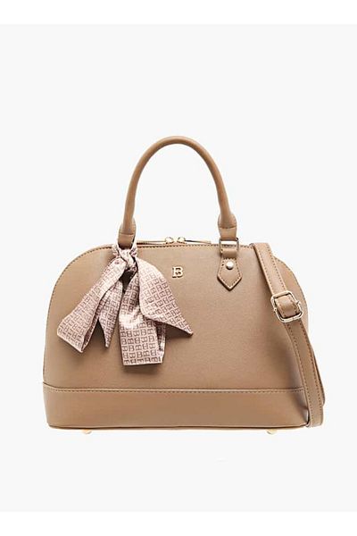 Flora Bella by Shoexpress Flora Bella Textured Bowler Bag with Zip Closure and Scarf Accent