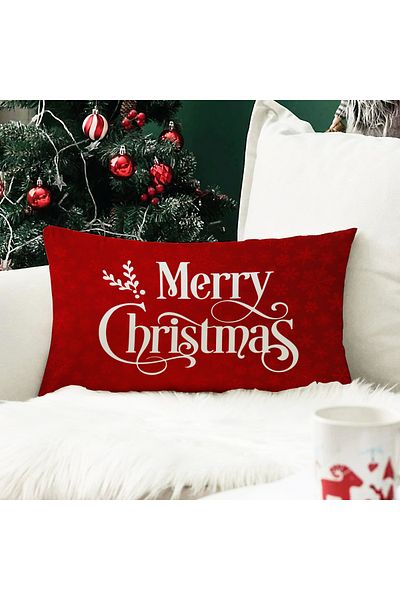 Evmila Újévi témájú Merry Christmas mintás bársony párnahuzat 35x55 cm - Dekoratív párnahuzat