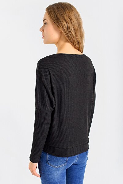 Jument Women's Camisole V Neck Off Shoulder Long Sleeve Button up Spring Cardigan-Black