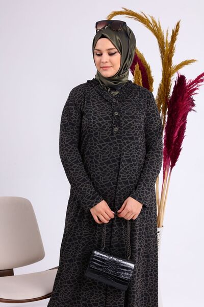 Ferace Women's Casual Large Size Hijab Leopard Long Mother Dress