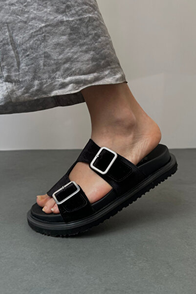 Mupa Shoes Papuci de dama din catifea neagra