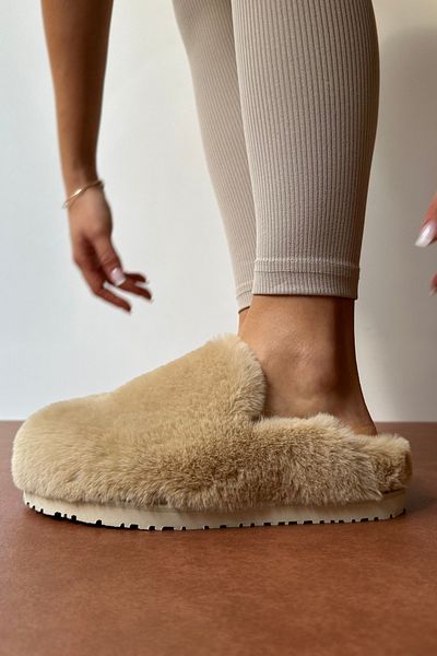 Mupa Shoes Beige Women's Furry Slippers