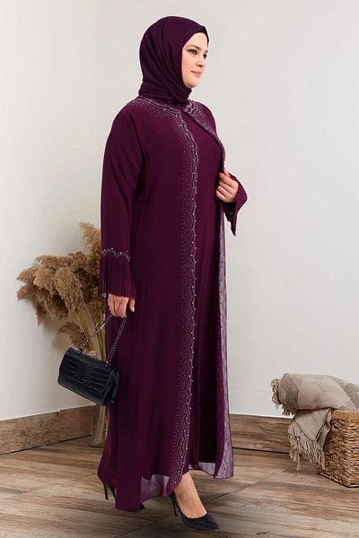 Ferace Women's Long Large Size Evening Dress Plum