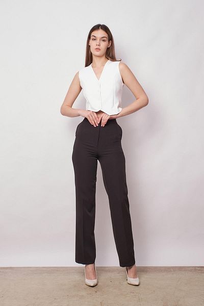 Jument Vestă scurtă din țesătură lycra ușoară cu nasturi în față pentru femei-crem