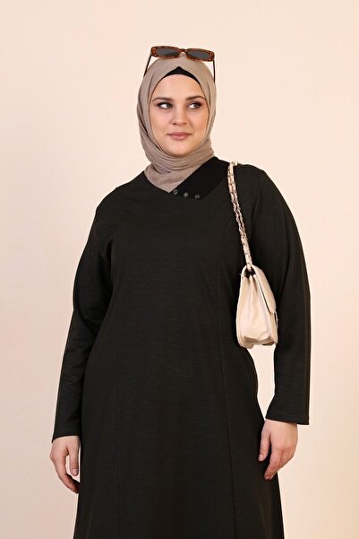 Ferace Γυναικείο Hijab Plus Size Μακρύ Casual Φόρεμα Χακί