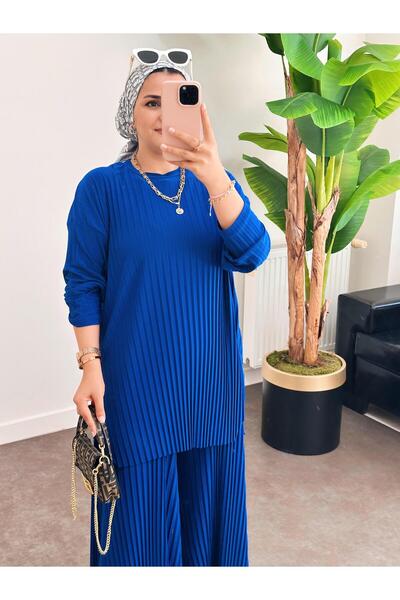 ASEL FASHİON Set de două piese plisat Sandy, albastru cobalt