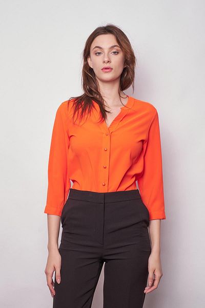 Jument Cămașă de birou din țesătură elegantă, fără lycra, gulerul judecător Truvakar Capri cu mâneci-portocaliu