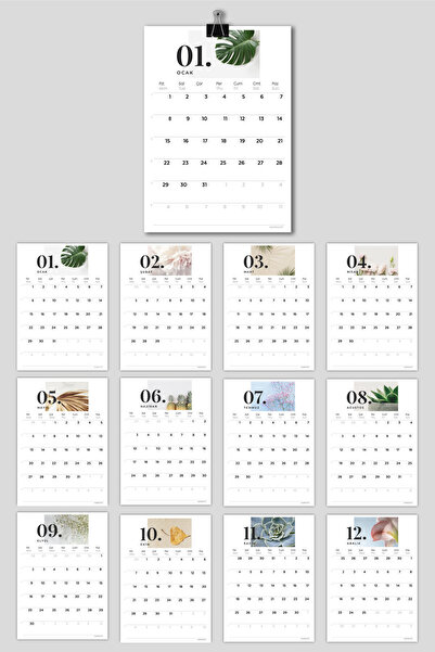 Copyrite Dekoratif 2026 Duvar Takvimi 32x45cm Metal Kıskaçlı Planlayıcı Takvim