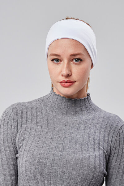 Sonbaharmoda Γυναικεία χτενισμένη βαμβακερή χωρίς ραφές μπαντάνα – ελαστική αθλητική ζώνη μαλλιών – λευκή